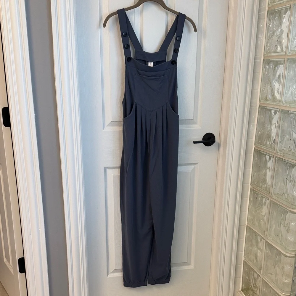 HALARA Navy Jumpsuit with Button Straps - Picture 1 of 3